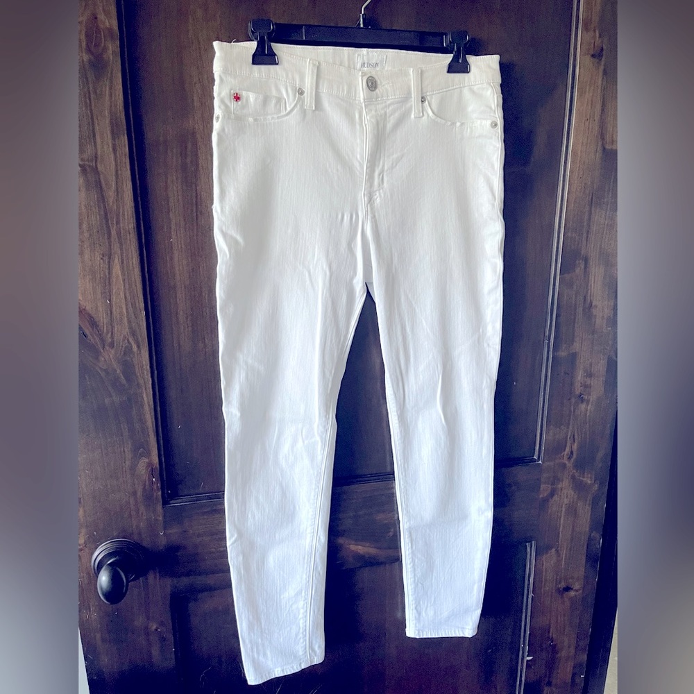 HUDSON light super stretchy white skinny ankle jeans